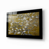 Gold Almond Flowers Glass Wall Art.
