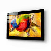 Tropical Parrot Glass Wall Art.