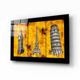Rome Paris London Glass Wall Art.