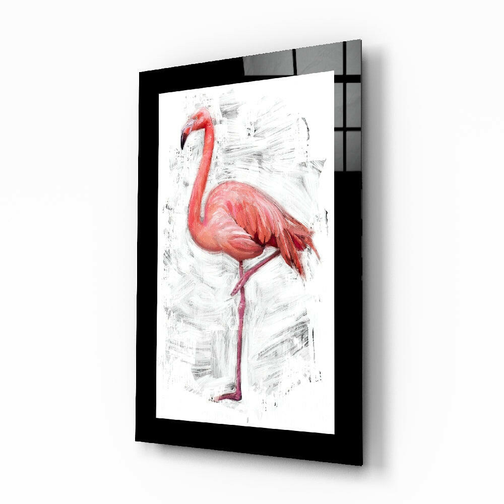 Lonely Flamingo Glass Wall Art.