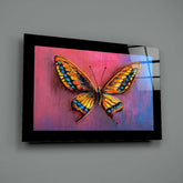 Purple Blue Butterfly Glass Wall Art.