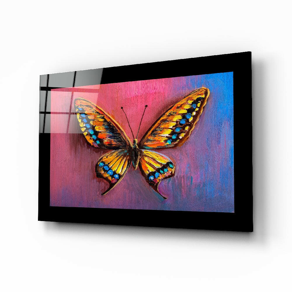 Purple Blue Butterfly Glass Wall Art.