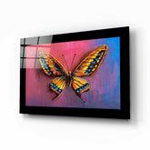Purple Blue Butterfly Glass Wall Art.
