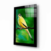 Bird on Branch Glass Wall Art.