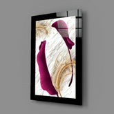 Harmonious Purple Leaf Glass Wall Art.