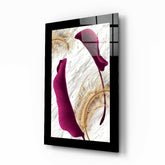 Harmonious Purple Leaf Glass Wall Art.