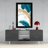 Turquoise Gold Leaf Glass Wall Art.