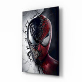 Venom Spider-Man Split Face Glass Wall Art