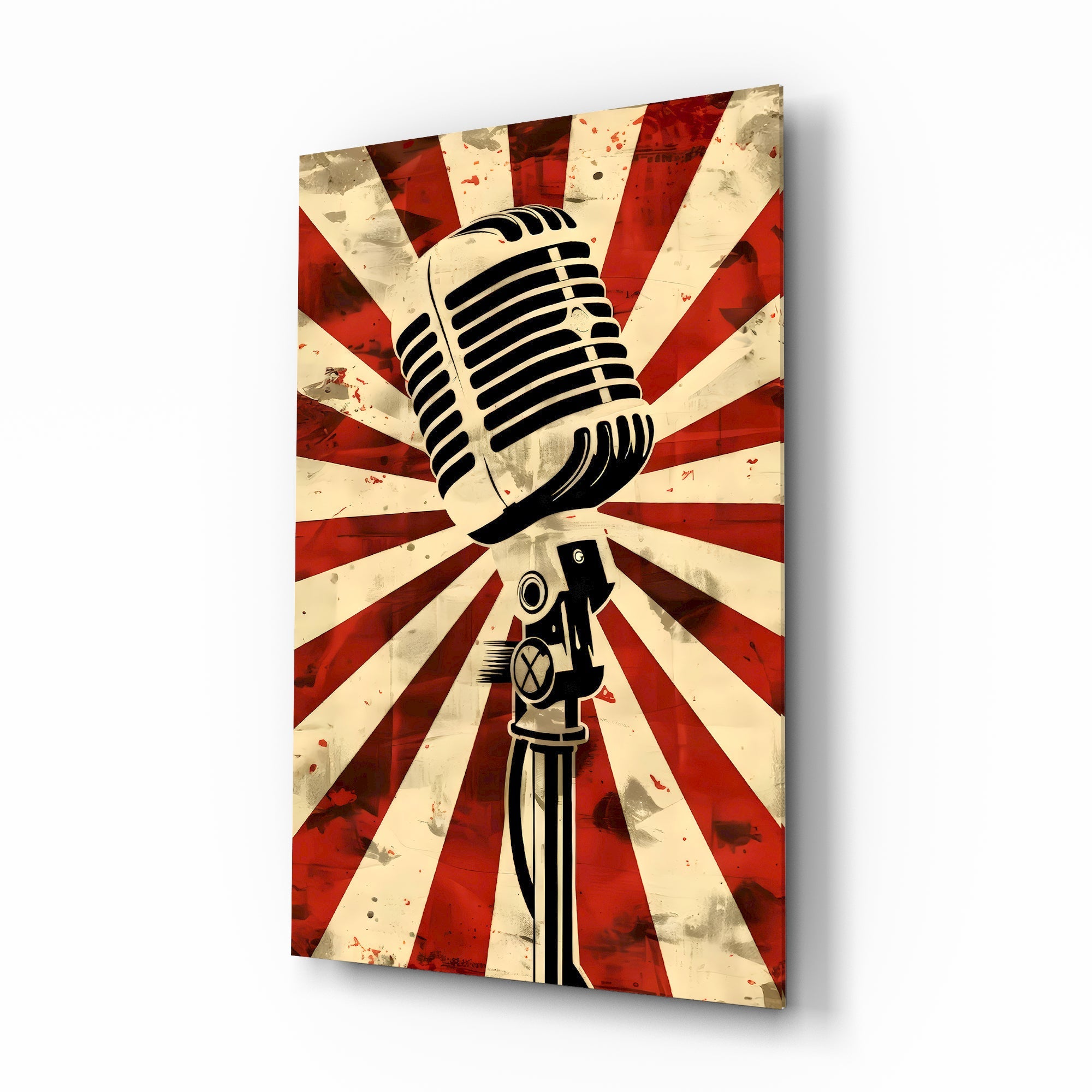 Vocal Icon Microphone Glass Wall Art