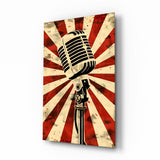 Vocal Icon Microphone Glass Wall Art