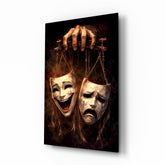 Tragedy and Comedy Masks Glass Wall Art