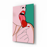 Pop Tongue Kiss Glass Wall Art