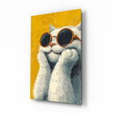 Cool Cat in Shades Glass Wall Art