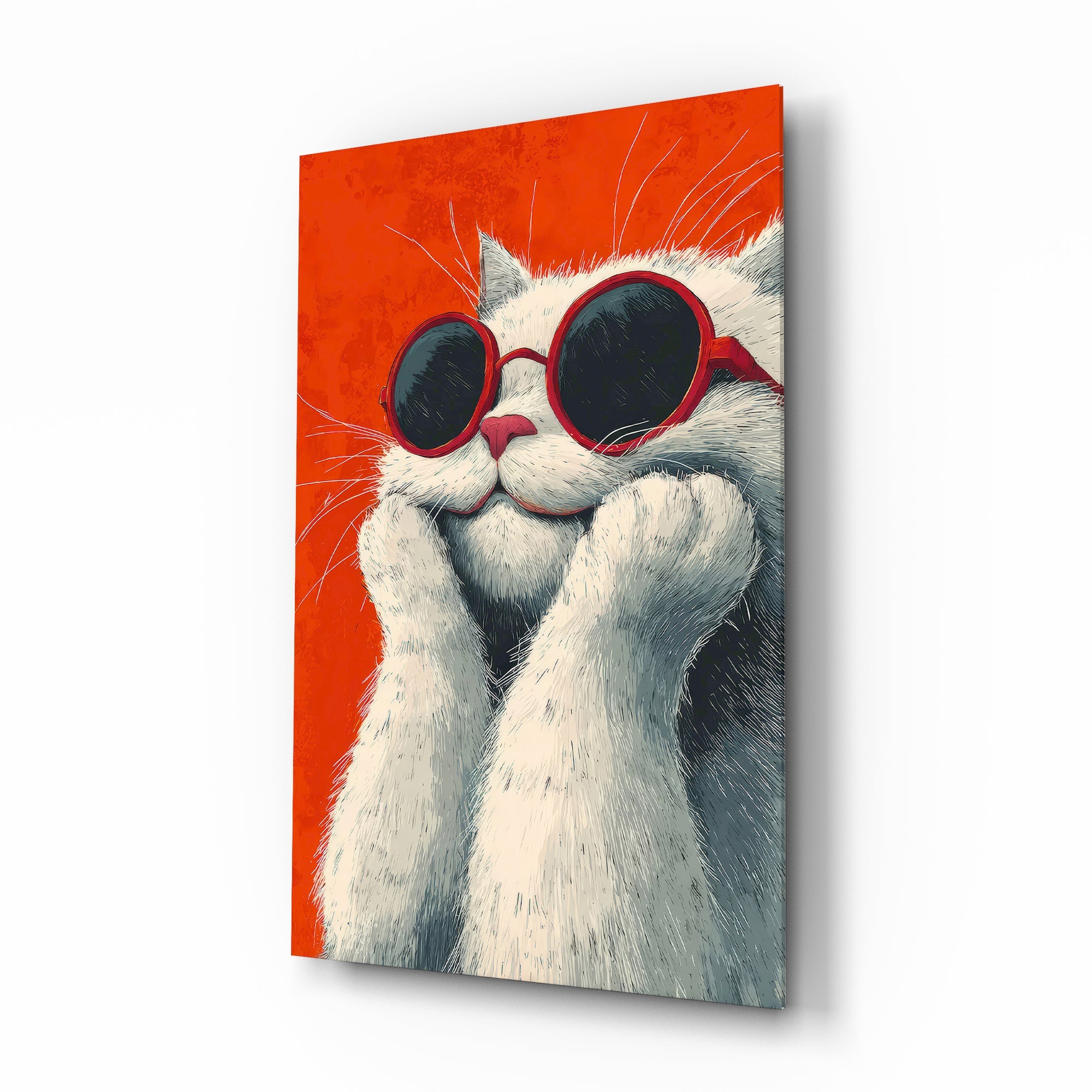 Cool Cat in Shades Glass Wall Art