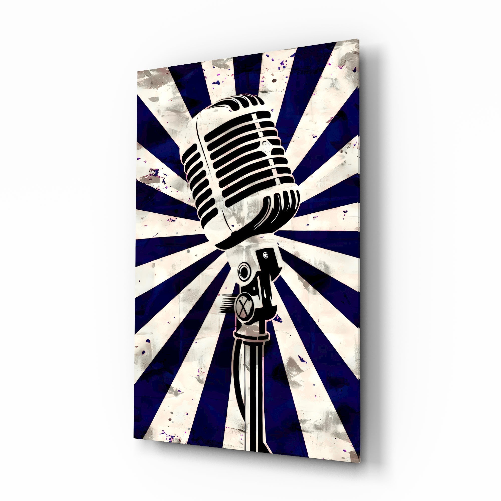 Vocal Icon Microphone Glass Wall Art