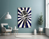 Vocal Icon Microphone Glass Wall Art