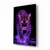 Neon Leopard Glass Wall Art