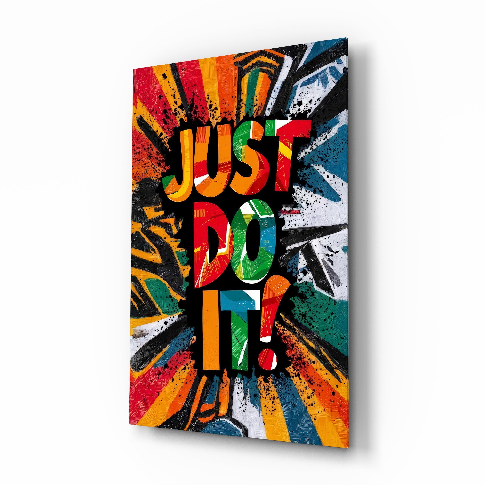 Vibrant 'Just Do It' Motivational Glass Wall Art