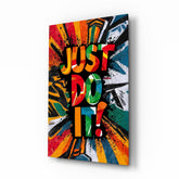 Vibrant 'Just Do It' Motivational Glass Wall Art