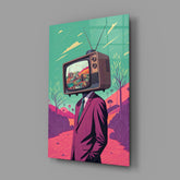 TV Head in Nature Glass Wall Art