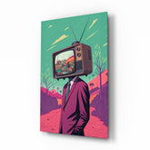 TV Head in Nature Glass Wall Art