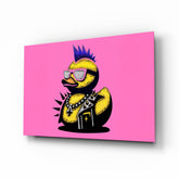 Punk Duck Pop Glass Wall Art