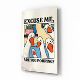 Geese Pooping Humor Glass Wall Art