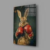 Boxing Bunny Glass Wall Art