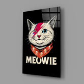 Meowie Bowie Cat Glass Wall Art