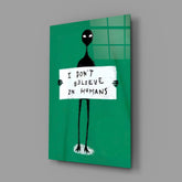 Alien Disbelief Sign Glass Wall Art