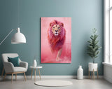 Elegant Red Lion Glass Wall Art