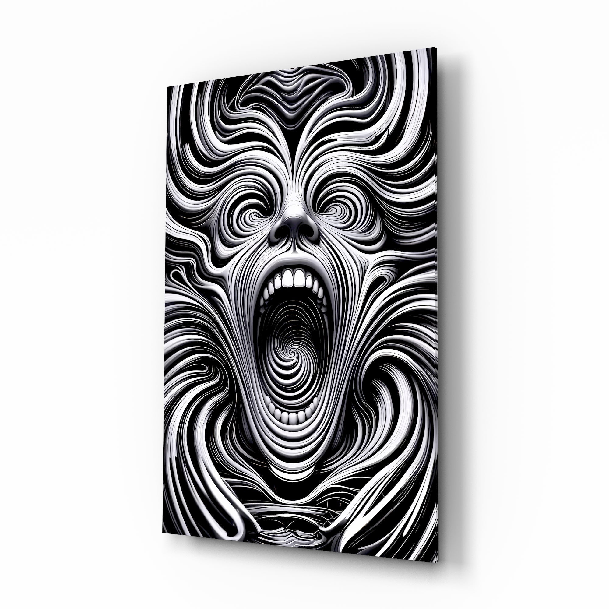 Spiral Scream Glass Wall Art
