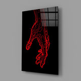 Abstract Red Hand Outline Glass Wall Art