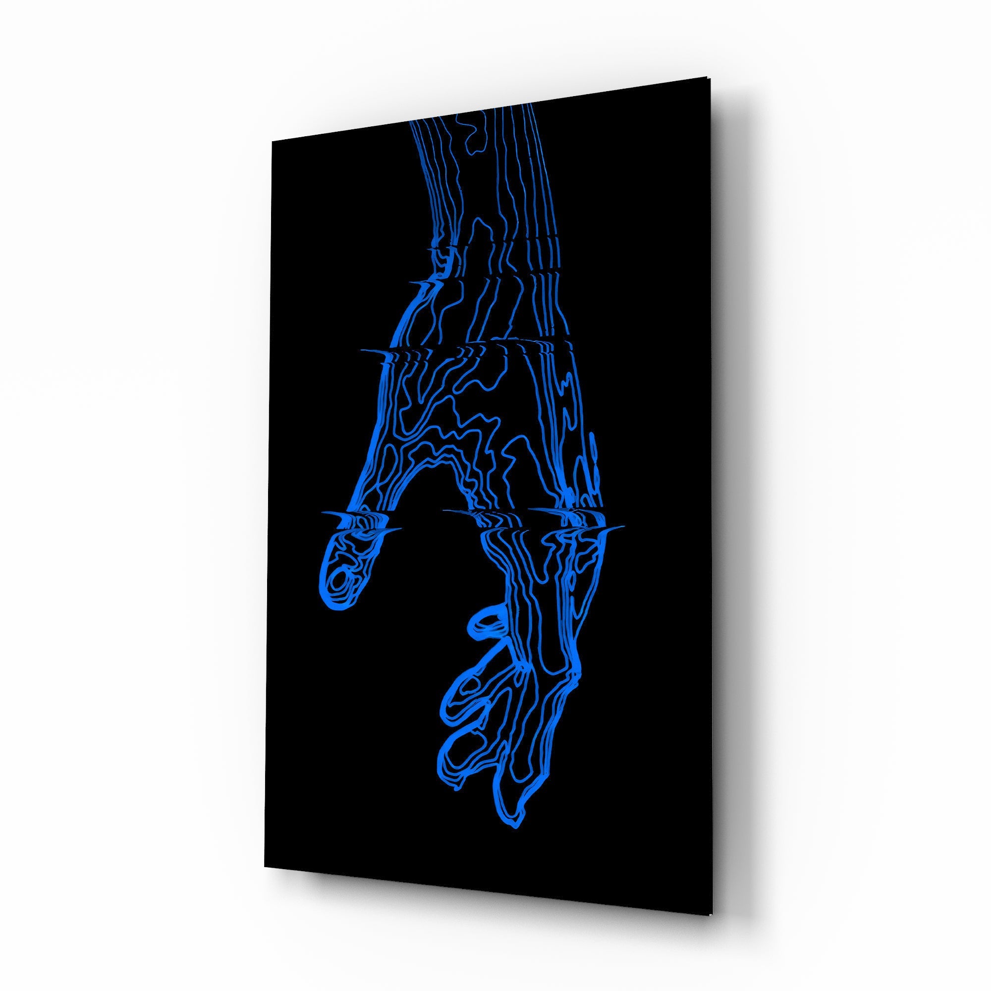 Fluid Blue Hand Silhouette Glass Wall Art