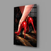 Elegant Red Stiletto Heels Glass Wall Art