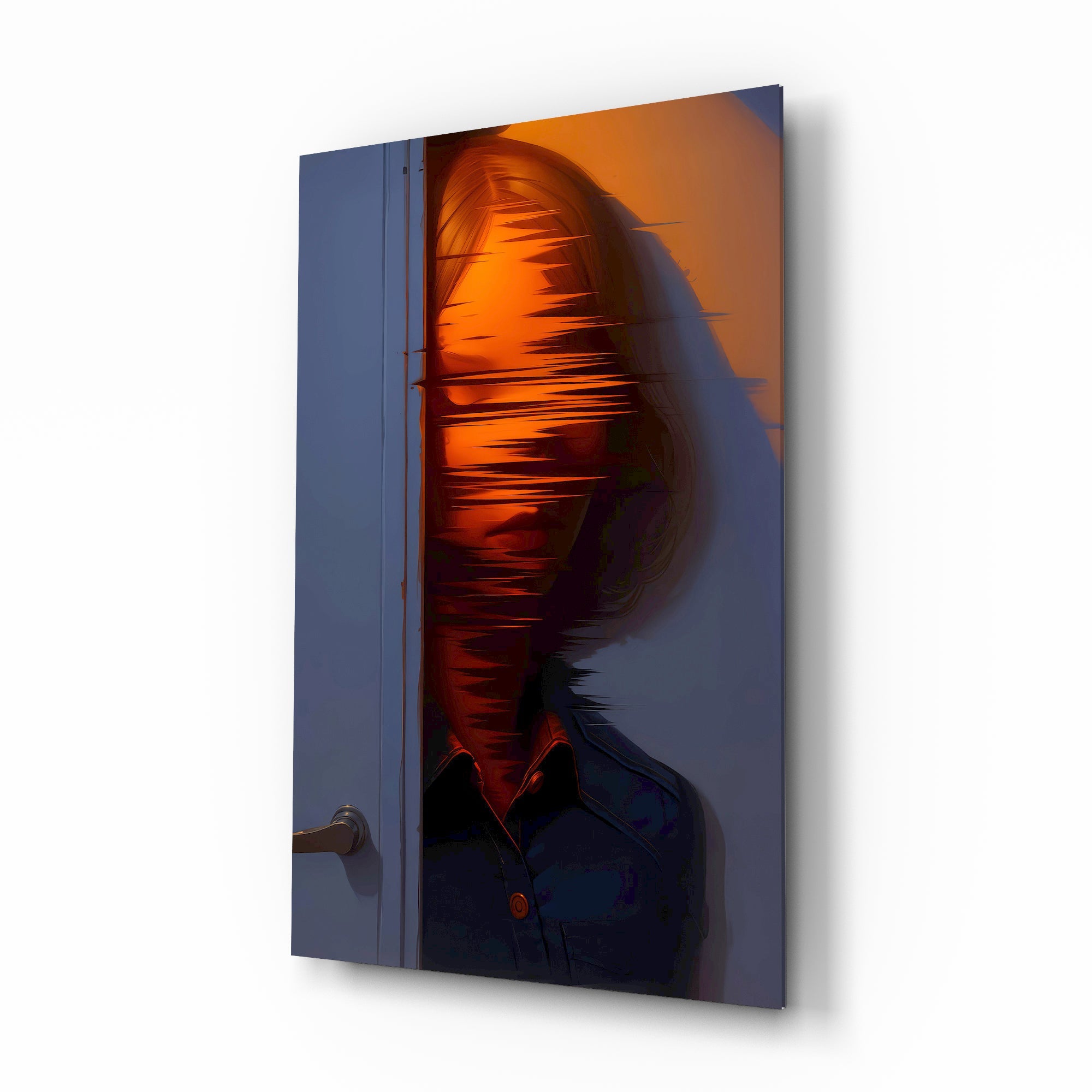 Mysterious Doorway Reflection Glass Wall Art