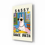 Sassy Llama in Sunglasses Glass Wall Art