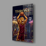 Throne Crowned Lion Basketball Glass Wall Art