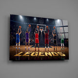 Legends Basketball Free Throw Lineup Glass Wall Art