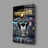 Fundamental Bull Basketball Street Court Glass Wall Art