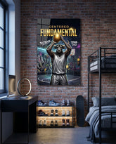 Fundamental Bull Basketball Street Court Glass Wall Art