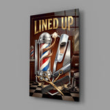 Lined Up Vintage Barbershop Emblem Glass Wall Art