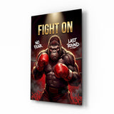 Fight On Gorilla Boxer Red Gloves Glass Wall Art
