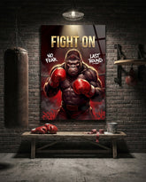 Fight On Gorilla Boxer Red Gloves Glass Wall Art