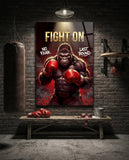 Fight On Gorilla Boxer Red Gloves Glass Wall Art