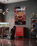 Driven Cheetah Race Car Driver Glass Wall Art