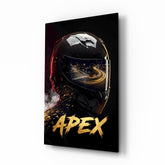 Apex Black Racing Helmet Glass Wall Art