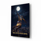 Palming The Moon City Skyline Glass Wall Art