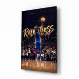 Relentless Gold Crown Basketball Jump Glass Wall Art