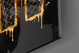 Swish Gold Net Typography Basketball Glass Wall Art